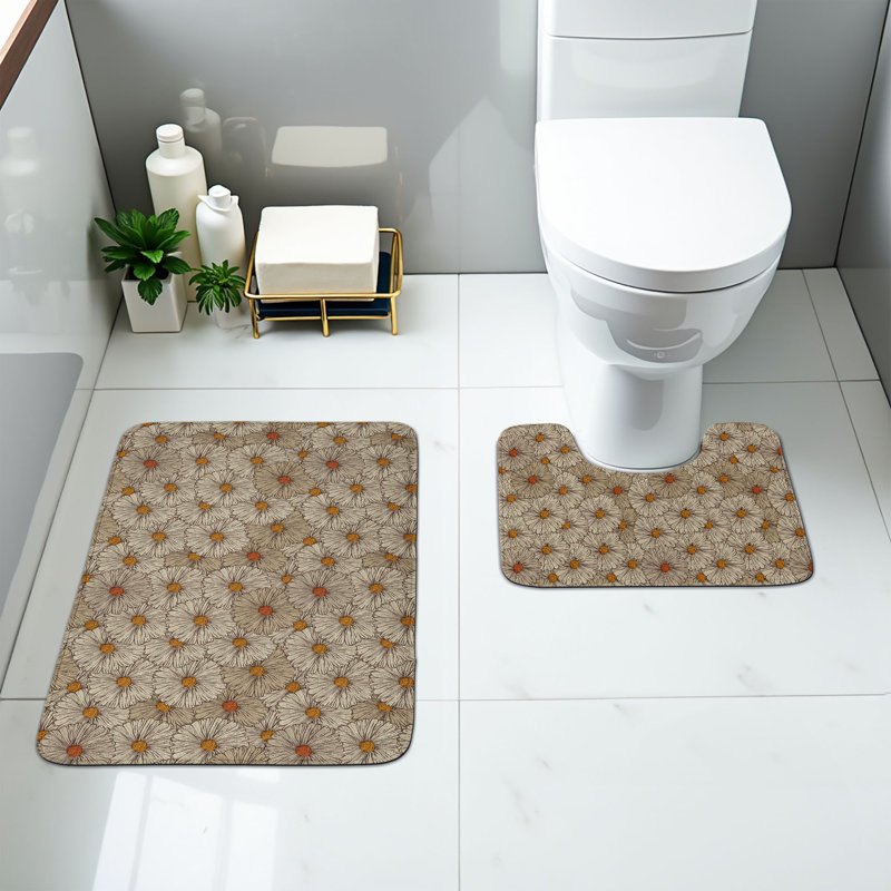  Ensemble de 2 tapis rétro pour salle de bain Vintage