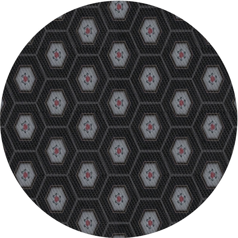 Laine tissée à la main avec motif géométrique en laine et polyester gris/noir Tapis décoratif, Rond 5 pi