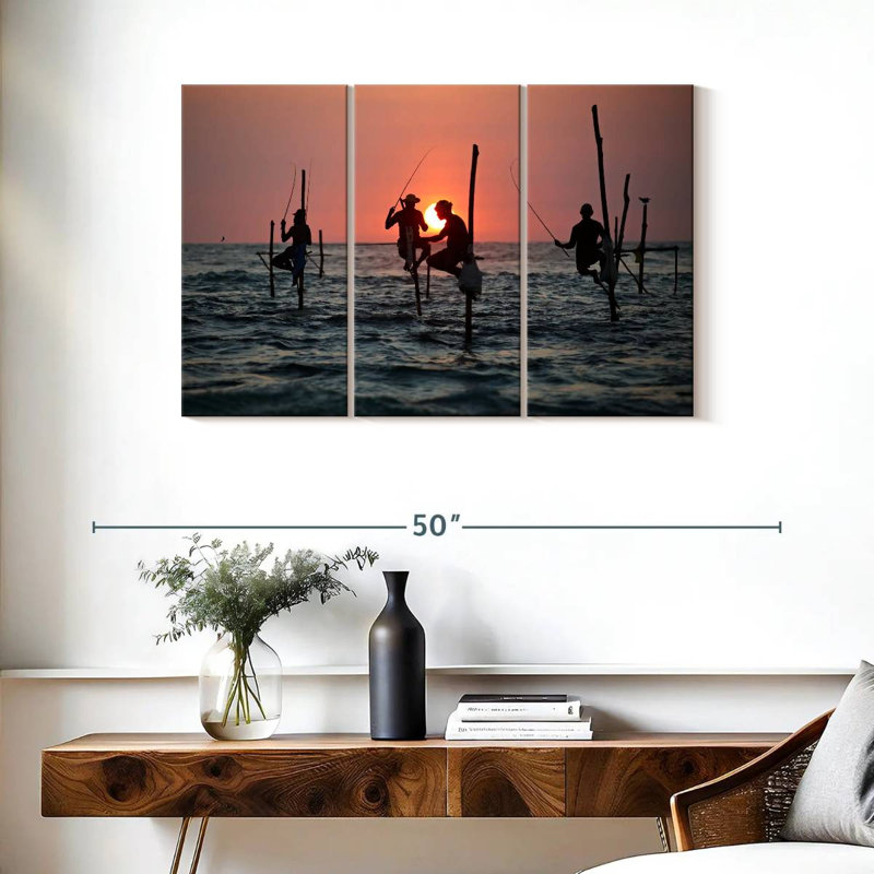 Stilt Fishermen, 24" H x 38" W