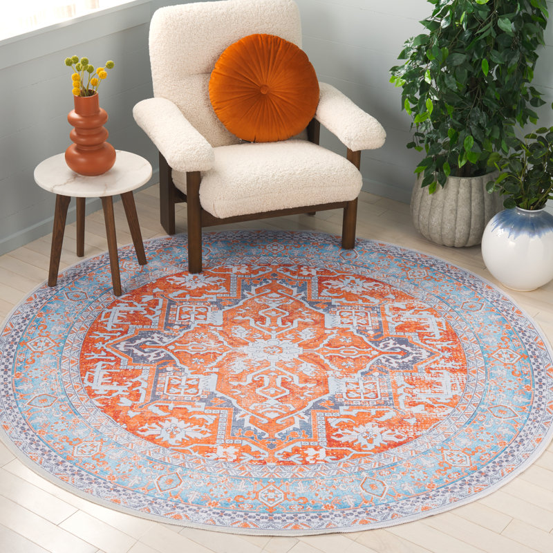 Shealin Machine Washable Performance Oriental Rug, Round 6'