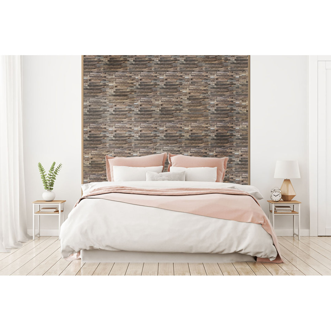11 7/8"W x 11 7/8"H x 1/2"P Interlocking Boat Wood Mosaic Wall Tile, Natural Finish Ekena Millwork