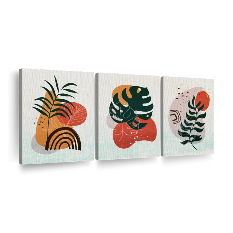 Boho Botanical Leaves VI 3 pièces, H 12 po x l 26 po x P 1 po