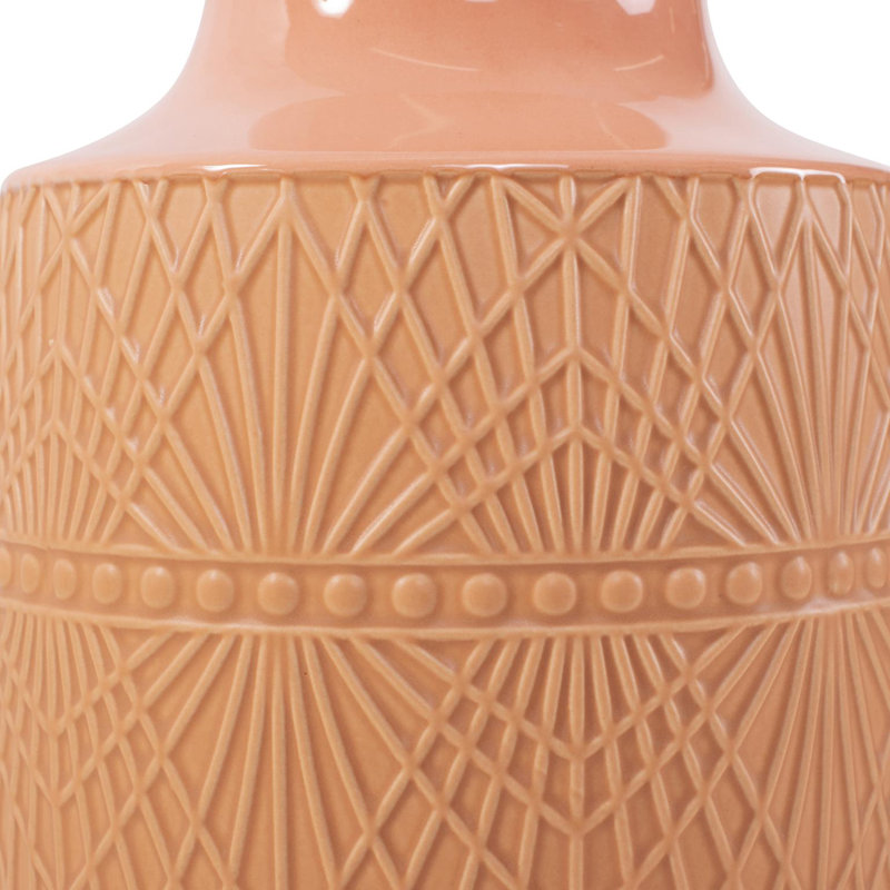 Richland Embossed Peach Vase- Medium, 11" H x 5.5" W x 5.5" D