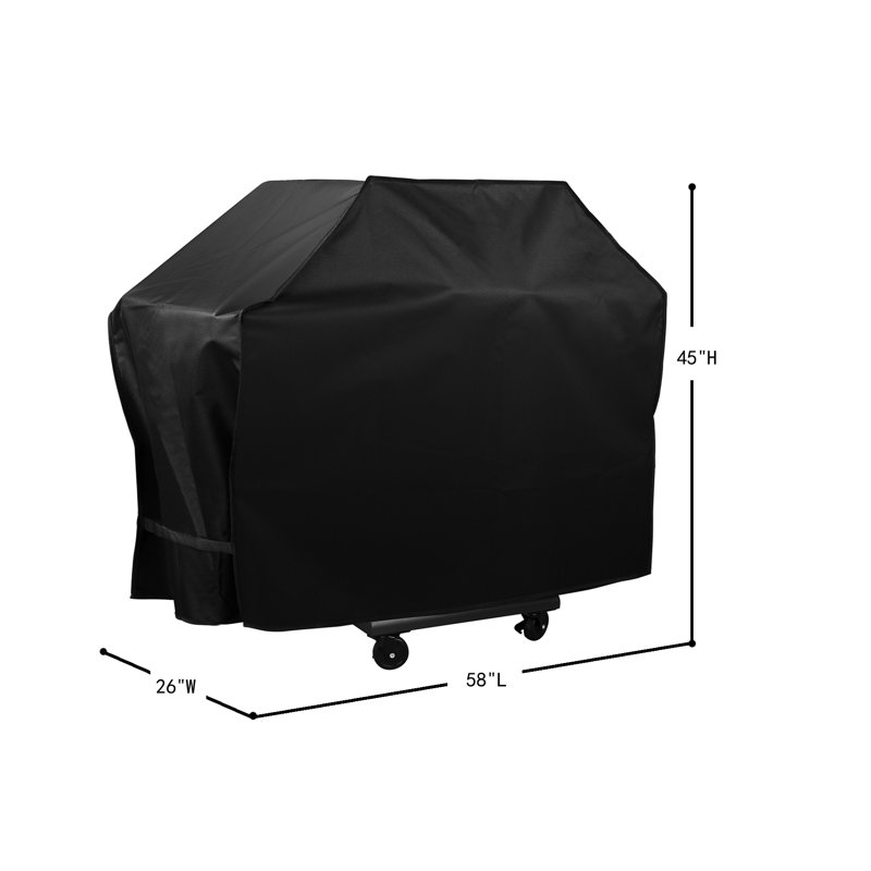 Tanesha Grill Cover, Durable Oxford Polyester Outdoor BBQ Cover, Black, 45" H x 58" L x 26" W