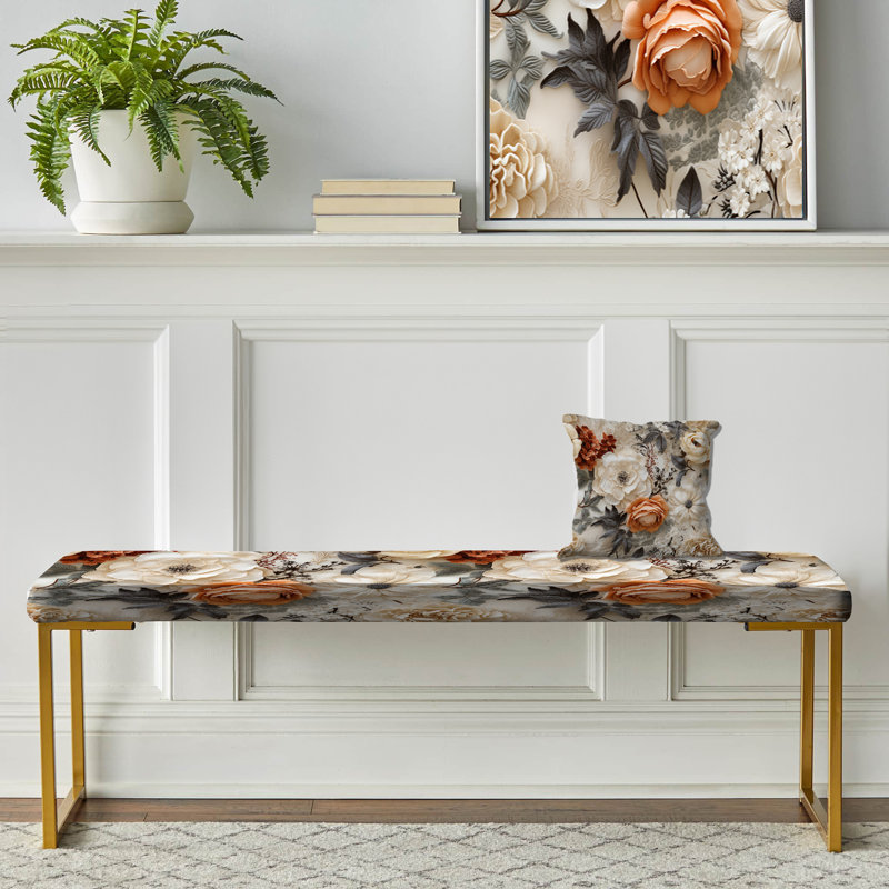 Banc rustique à motif floral en V rustique