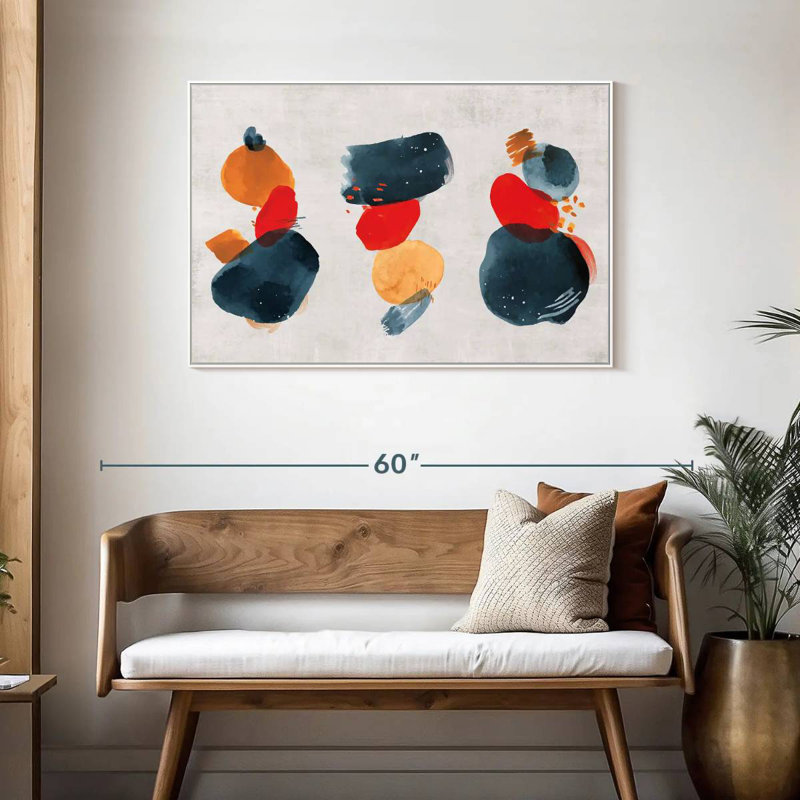 Watercolor Blotches, Floating Frame White, 43" X 29"