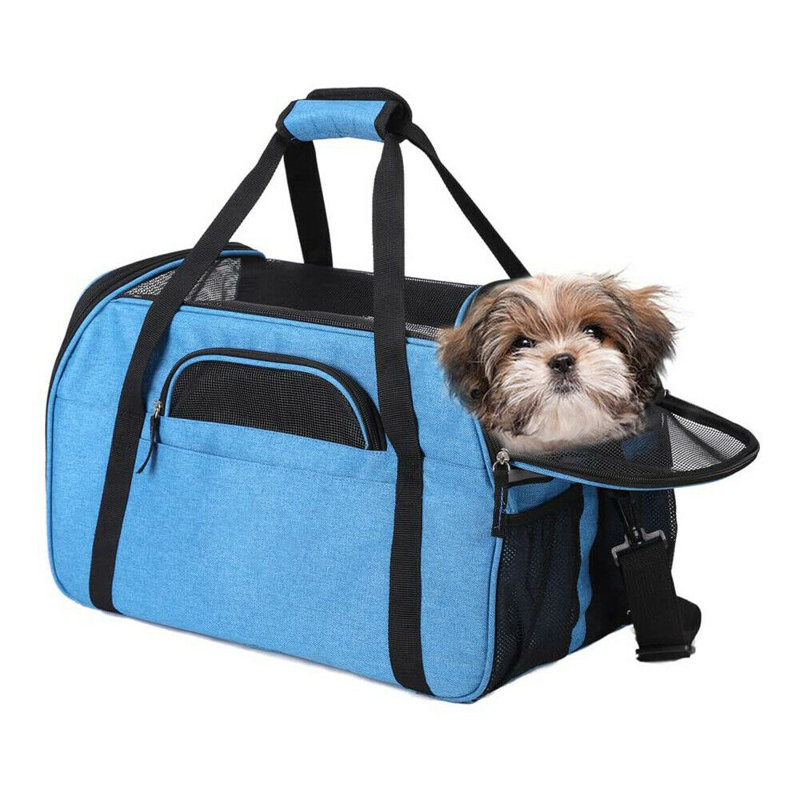 Support pour animal pliable à côtés souples pour petits chiens, chats et chiots, Bleu, H 13 po x l 10 po x P 19 po