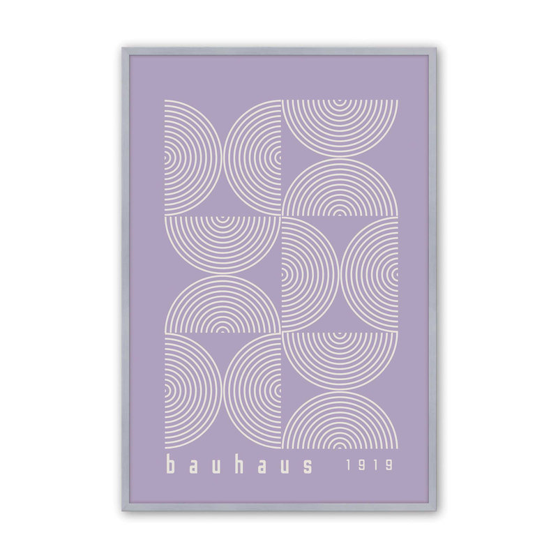 Mauve Bauhaus Composition II, reproduction dans un cadre, H 21,25 po x l 17,25 po x P 1,25 po, Chrome poli
