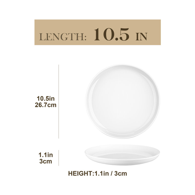 6-Piece 26.7cm Ivory White Pocelain China Dinner Plates