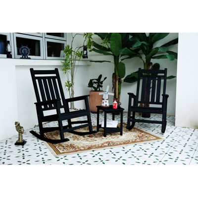 Outdoor Rocking Chair Set With Side Table