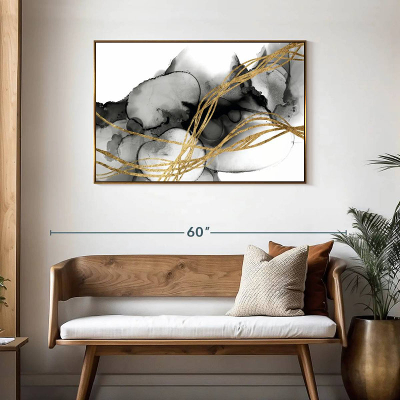 Matrice ondulée II, Cadre flottant doré, 43 po x 29 po
