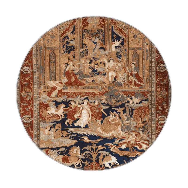 Tapis d'intérieur et d'extérieur brun Persian, Rond 5 pi