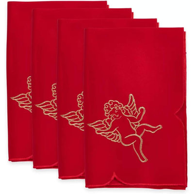 Ensemble de 4 serviettes de table brodées en tissu 20 x 20 pouces Cupid