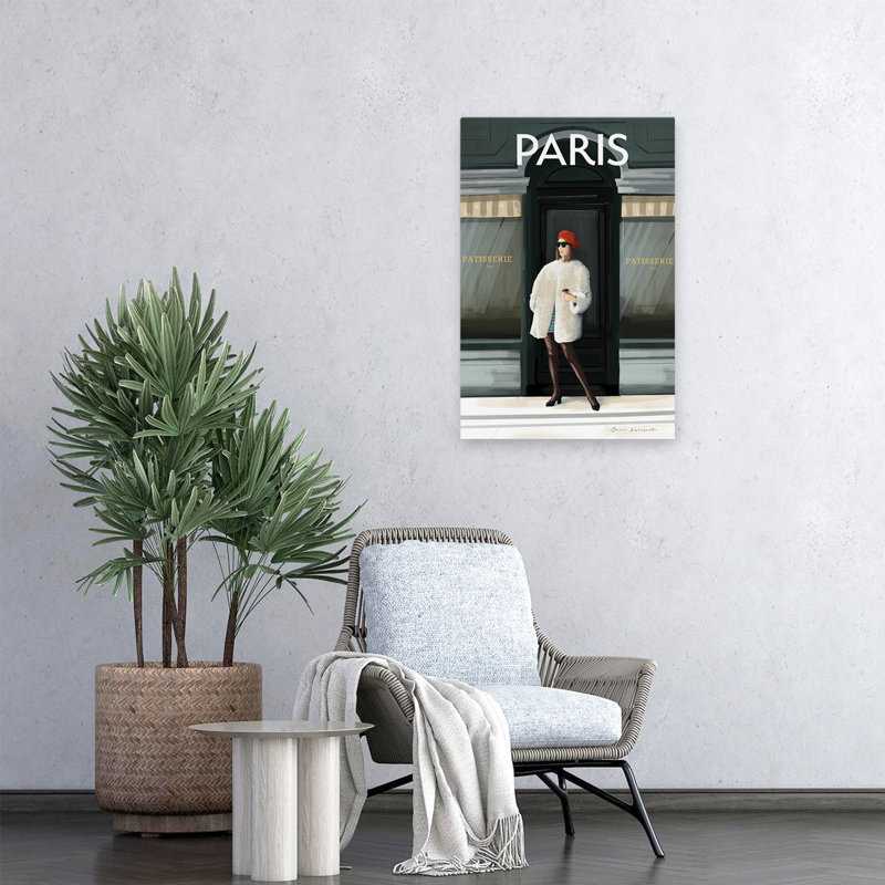 «Girl In Paris II - Adventure Berets», art noir et brun, H 24 po x l 16 po