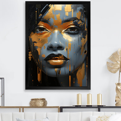 Gold And Blue African Woman Beauty IV - Fashion Woman Canvas Art