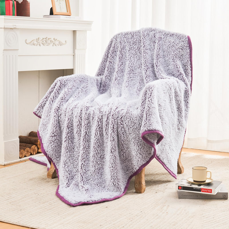 Couvertures en sherpa doux EMME, Mauve, Grand lit
