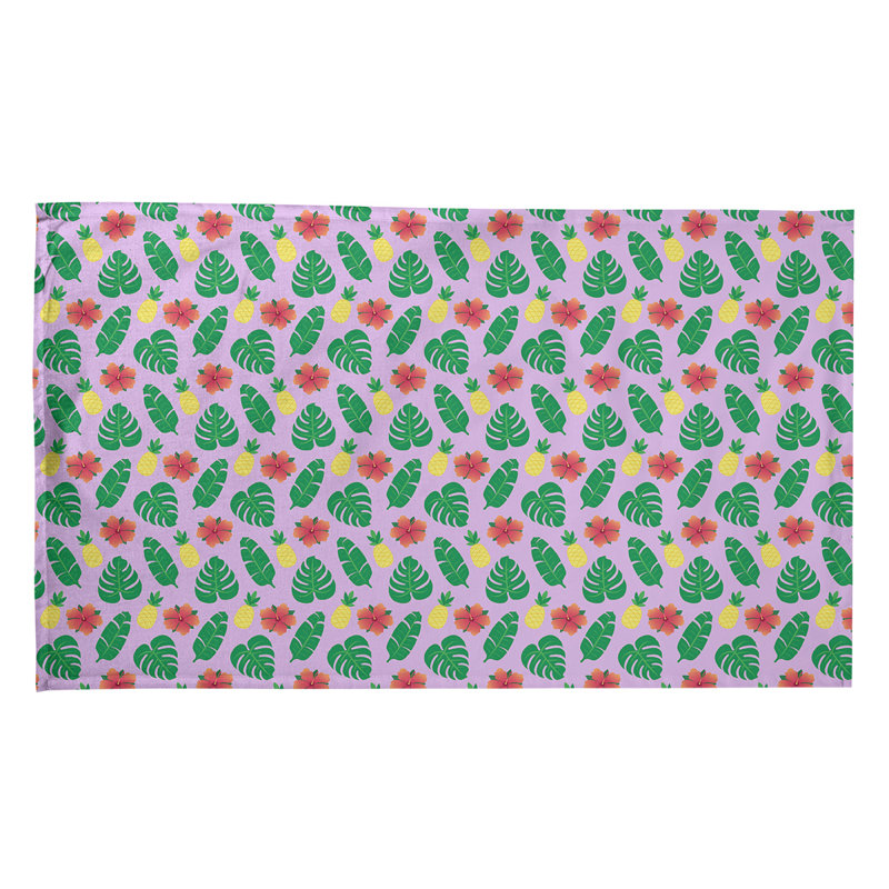 Torchon à motif tropical, Croisé en coton, Mauve