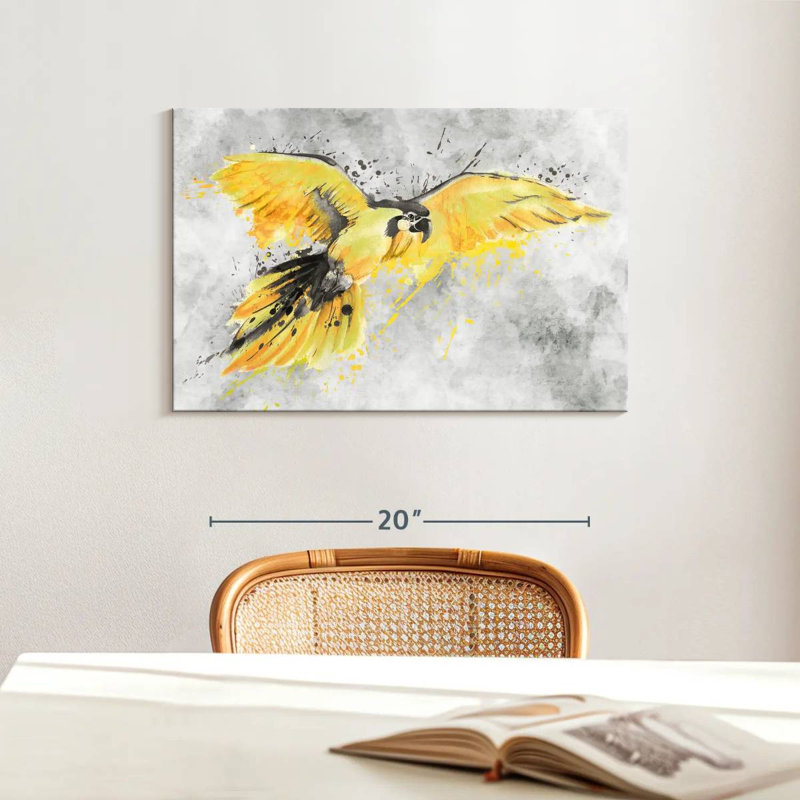 Brampt Yellow Macaw, 16" H x 24" W