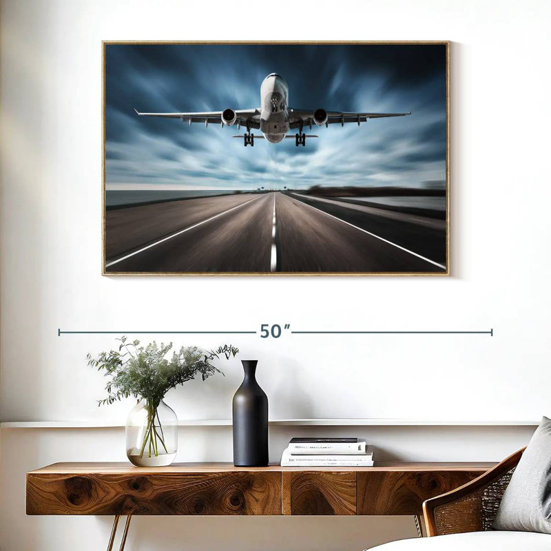 Avion de piste, Cadre flottant en bois naturel, 40 po x 27 po