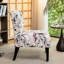 Fauteuil en tissu imprimé avec motif floral mauve - Espace de vie moderne, assise confortable et sans accoudoirs