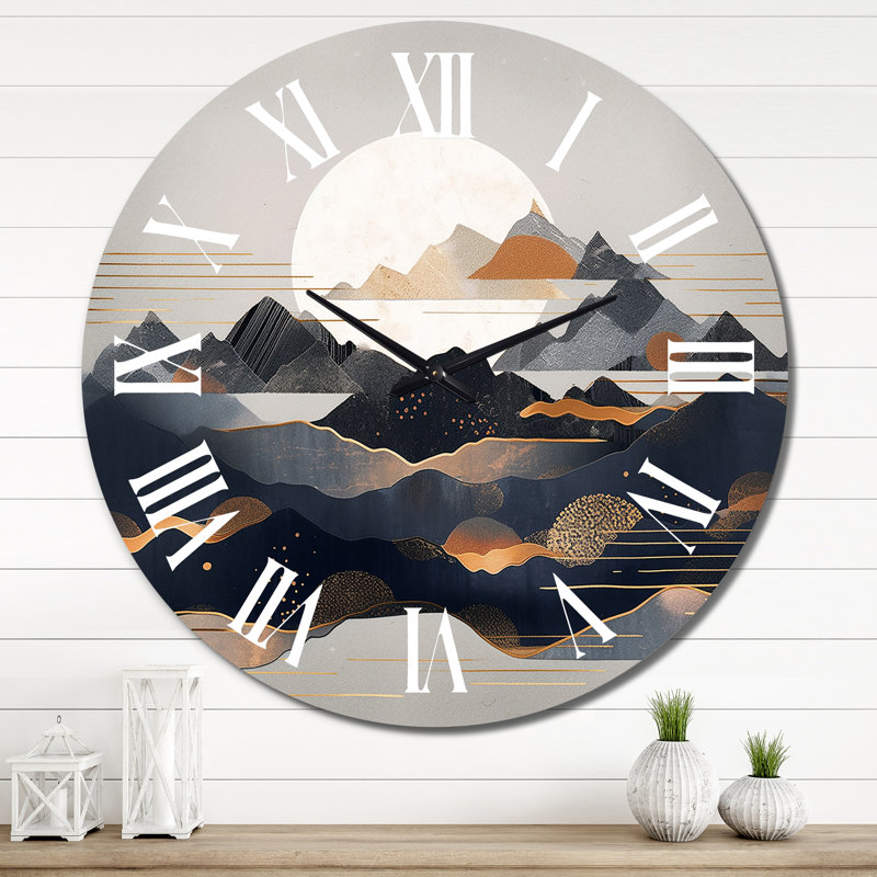 Horloge murale en métal, Très grand, Horizons du Mont audacieux III