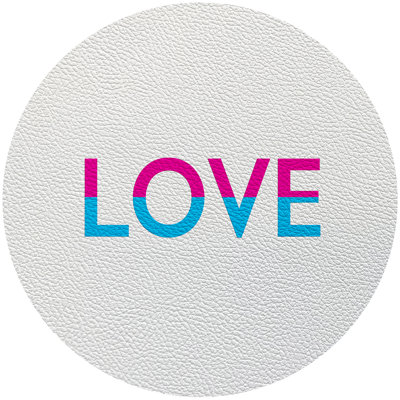 Love Vegan Leather Round Pebble Placemat