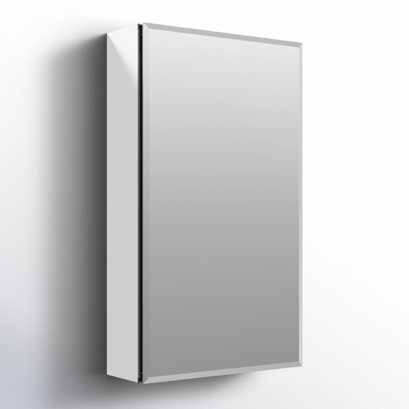 CLC Recessed or Surface Mount Frameless Aluminum Medicine Cabinet Adjustable Shelves, 26" H x 15" W x 4.81" D
