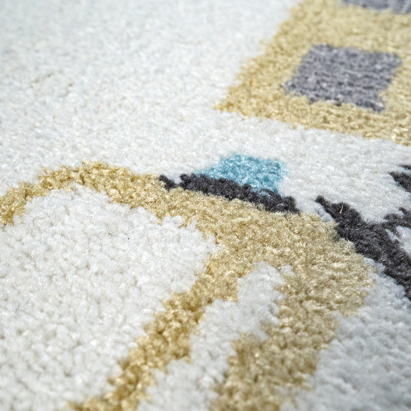 Pastel Multicolor Polypropylene Nursery Rug with Streets and Cars Motif