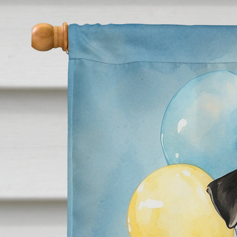Drapeau «Happy Birthday House», Pug noir