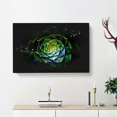 Dark Green Succulent Plant - Wrapped Canvas