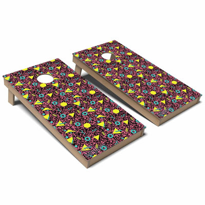Retro 80s Pink Retro All-Weather Composite Cornhole Board Set