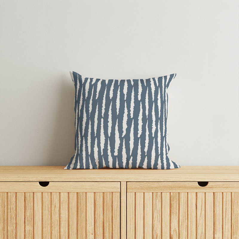 Coussin Scar, Rayures bleues, H 20 po x l 20 po