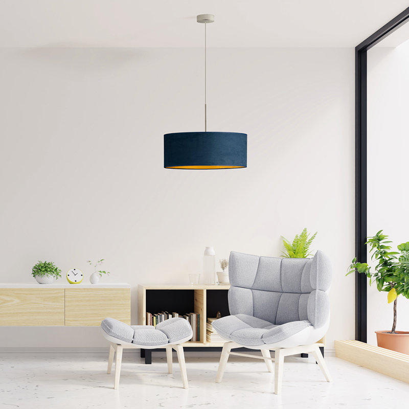 Askey 3 - Light Drum Pendant, Black/Gold,  Black