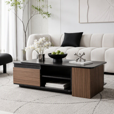 Table basse extensible en bois avec tiroirs de rangement