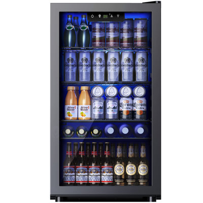 Simzlife 126 Cans 3.2 Cubic Feet Freestanding/Built-in Beverage Refrigerator with Glass Door