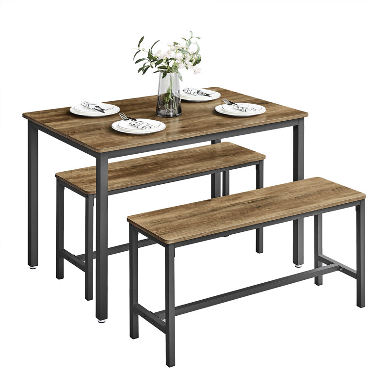 Franko 4 - Person Dining Set, Rustic Walnut/Black