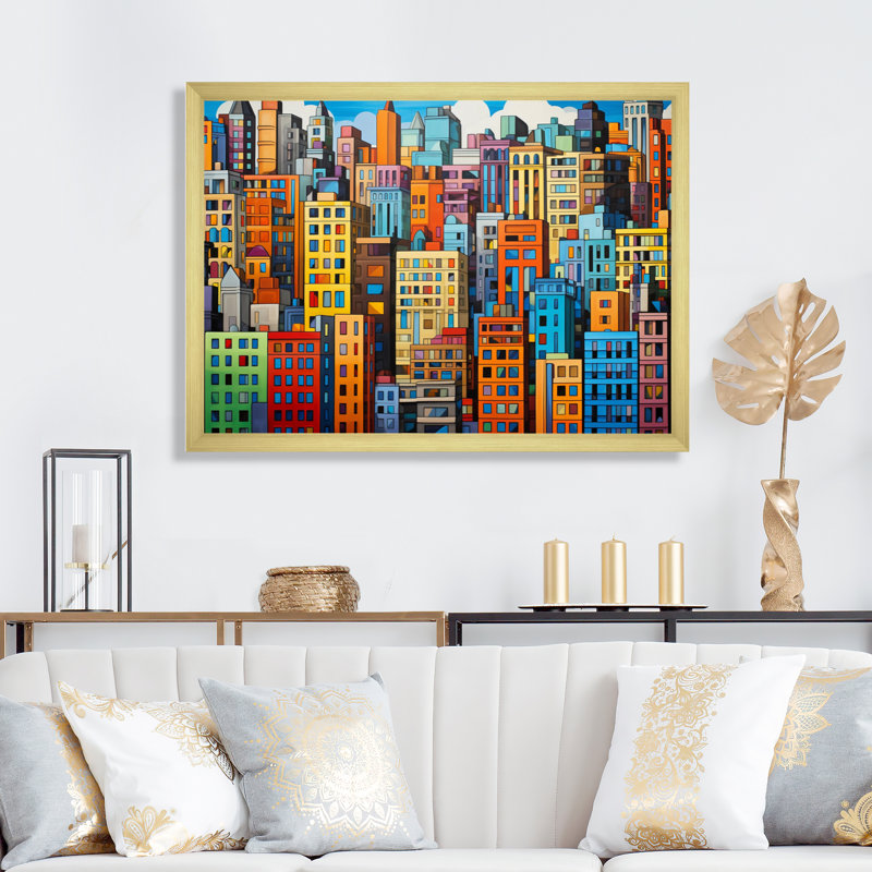 Pop Art Newyork In Color - Cityscapes, estampes murales, H 12 po x l 20 po x P 1 po, Encadrement doré
