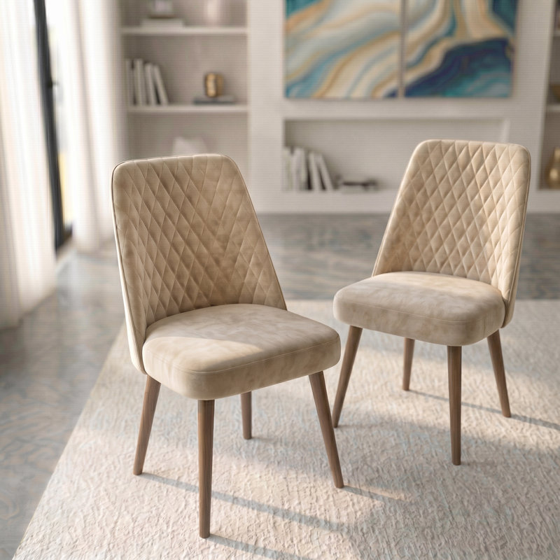 Ackley 18.7 " H Velvet Upholstered Metal and Iron Parsons Chair, Beige
