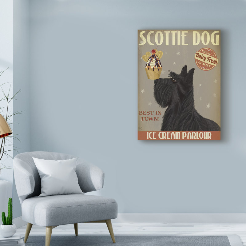 « gaélique terrier ice crème », reproduction d’impression sur toile tendue, H 19 po x l 14 po x P 2 po
