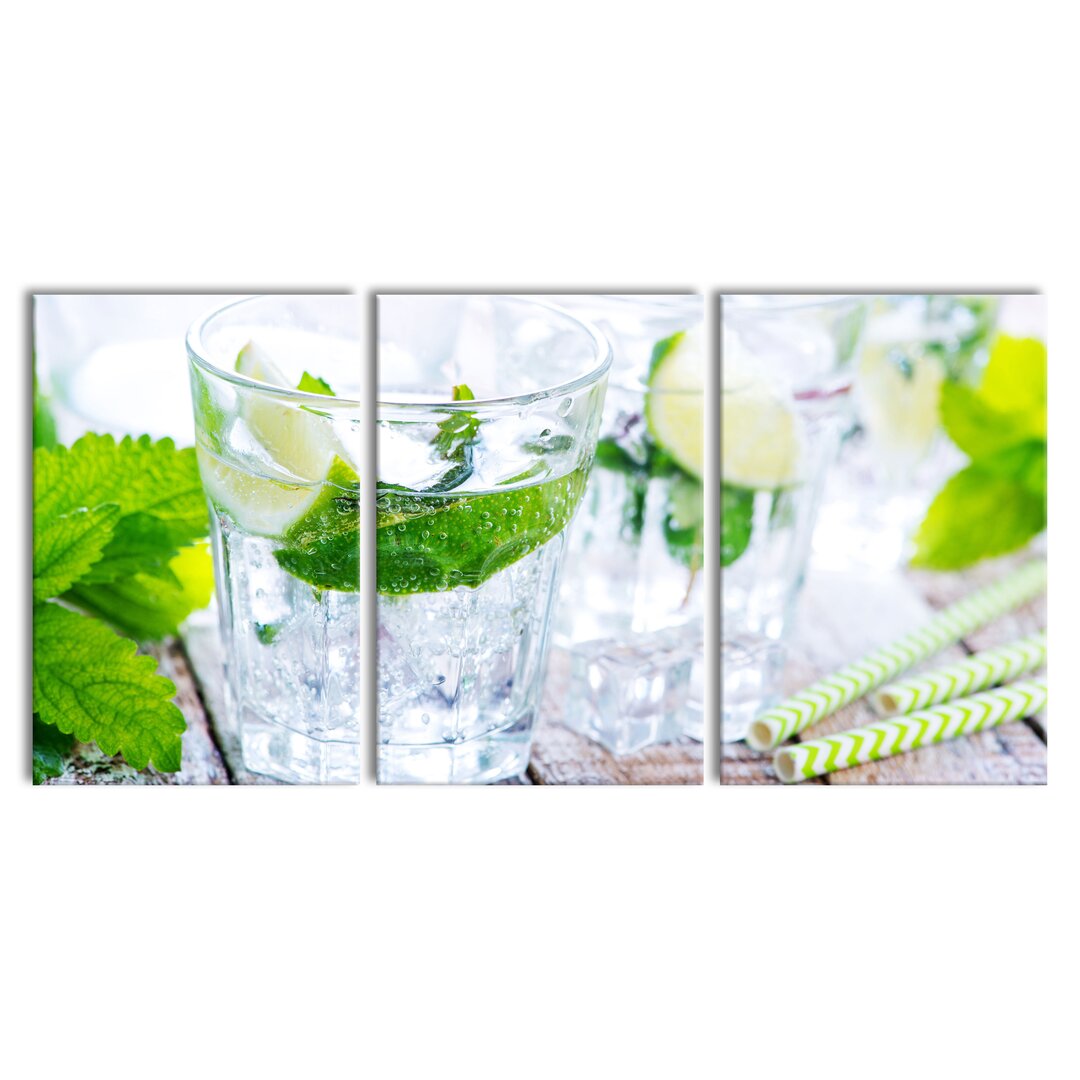 3-tlg. Leinwandbilder-Set Mojito Glasses with Mint