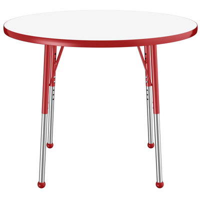 Table ronde d'activités effaçables à sec avec pieds réglables - blanc / noir