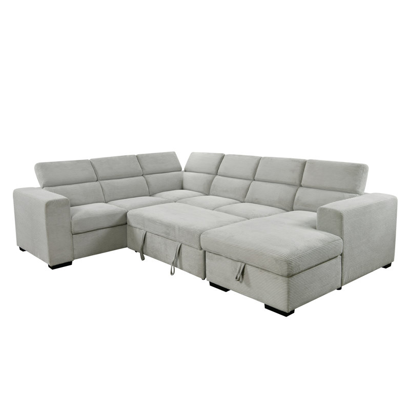 123" Oversized Sectional Sleeper Sofa U Shaped Sleeper Sofa Bed With Pull Out Couch Bed And Storage Chaise