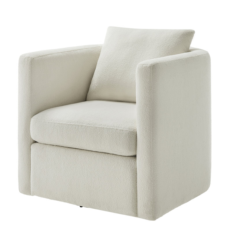 Fauteuil demi-tonneau pivotant avec tissu, Ivoire ivoire