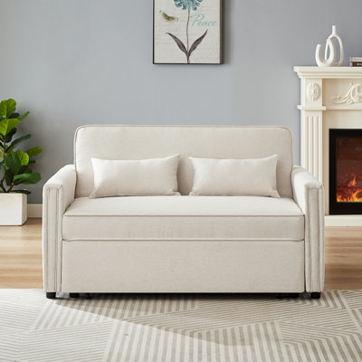 Convertible Loveseat Sleeper Sofa Bed, 2 Seater Sofa With Pull-Out Bed Convertible Sofa
