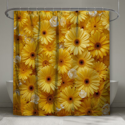 Yellow Gerbera Daisies Shower Curtains Extra Long