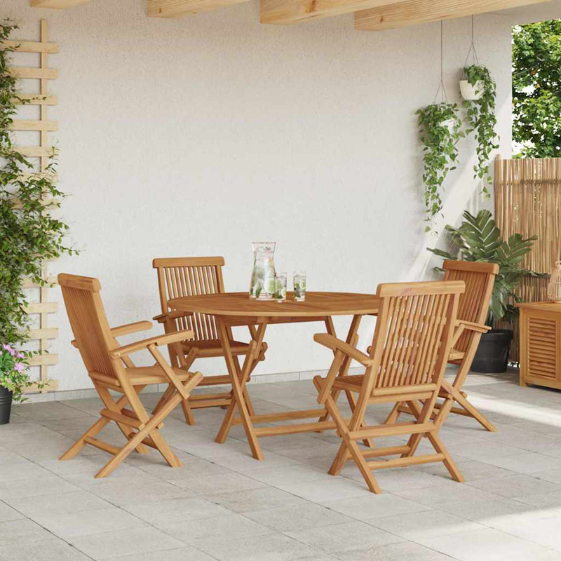 4 - Person Solid Wood Patio Dining Set Round Table