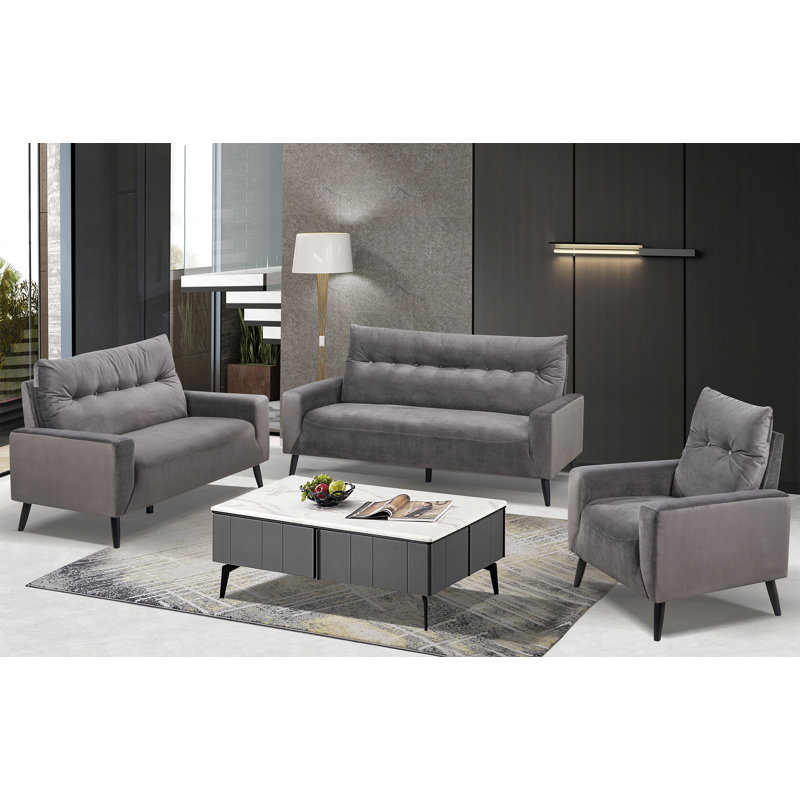 Fauteuil large capitonné 32,25 po Taconic CAL117, Polyester gris