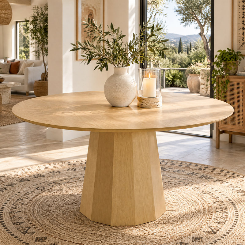 Table de salle à manger en bois massif, H 30 po x L 46 po x l 46 po, Chêne