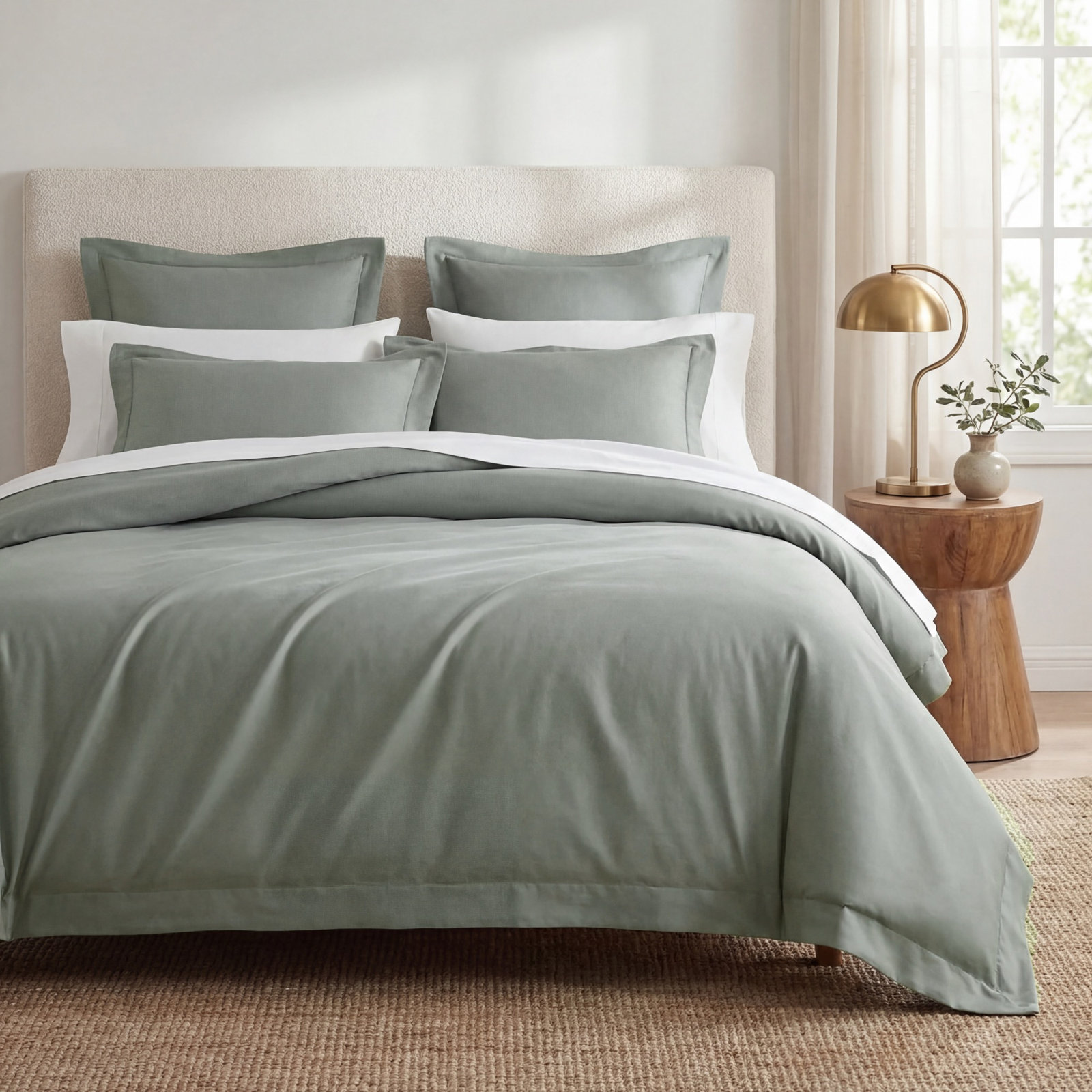 Lyocell Duvet Cover Set, King Duvet Cover + 2 King Shams, Sage