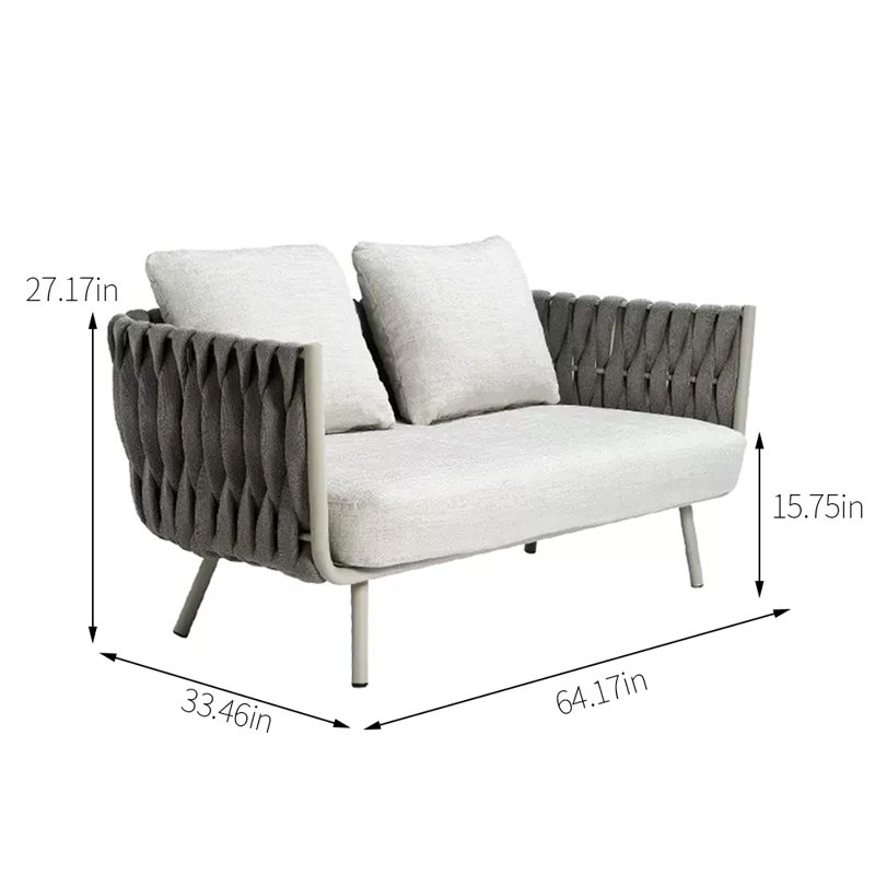 Causeuse d'extérieur en tissu 64,17 po avec coussins Sunbrella® Misch